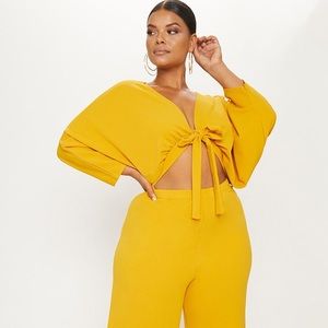 PLUS MUSTARD CUT-OUT JUMPSUIT